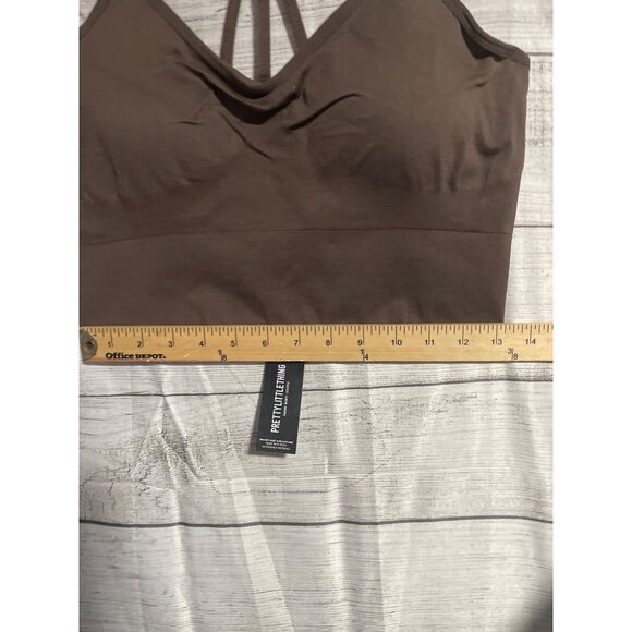 PrettyLittleThing Chocolate Basic Seamless Padded Sports Bra Womens Large - Picture 4 of 7